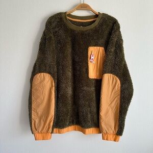 UGG Sherpa Crewneck Sweatshirt Niko Green Orange Olive Fleece